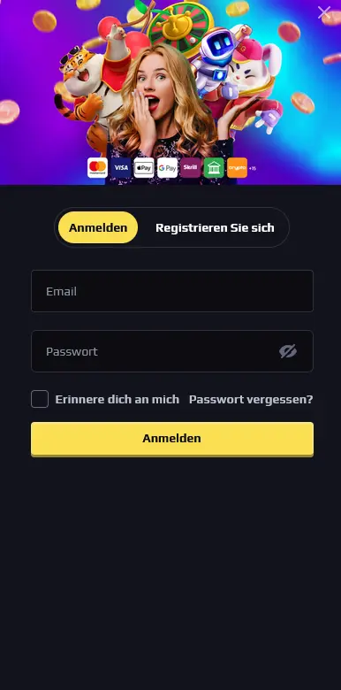 Login-Formular von Heats Casino für Desktop und Mobilgeräte